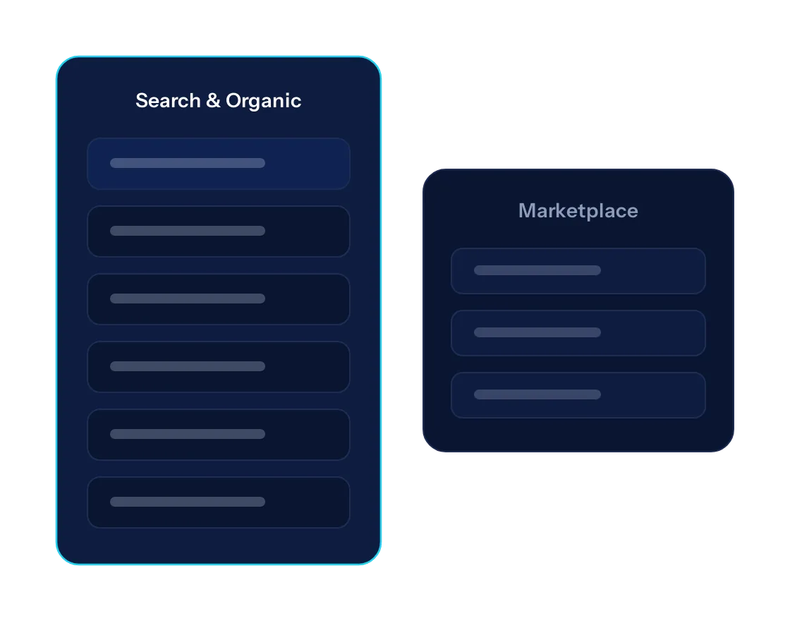 Illustration of connected search and marketplace growth services