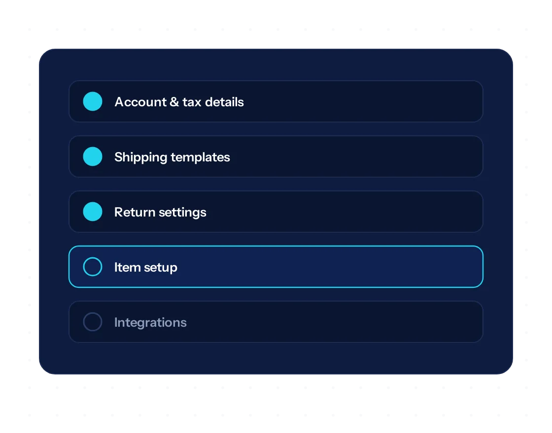 Illustration of a seller dashboard with catalog health checks